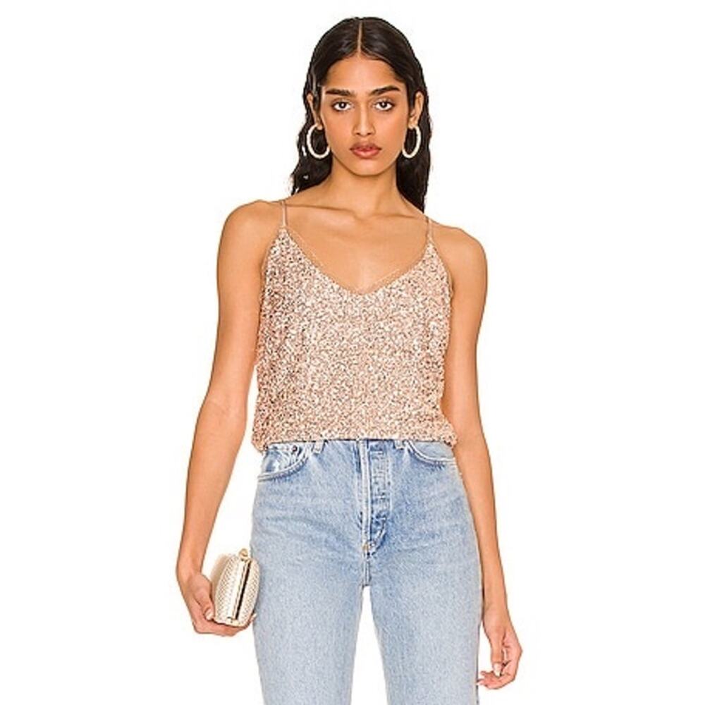 Heartloom Jovie Sequin Cami Tank Top – Bronze / Rose Gold, Size Medium